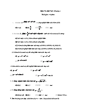 Đề kiểm tra Giải tích 12 - Chương 1